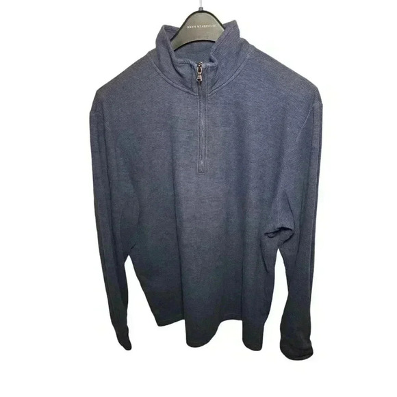Vineyard Vines L Mens Performance Blue Quarter Zip Pockets - Picture 2 of 12